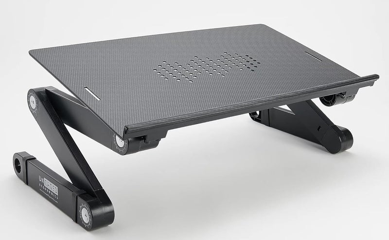 أنكيجد إيرجونوميكس Uncaged Ergonomics WorkEZ حامل كمبيوتر محمول قابل للتعديل للمكتب، حامل كمبيوتر محمول بارتفاع قابل للتعديل، حامل ومبرد كمبيوتر من الألومنيوم قابل للطي للمكتب والسرير، أسود، XL - Image 1