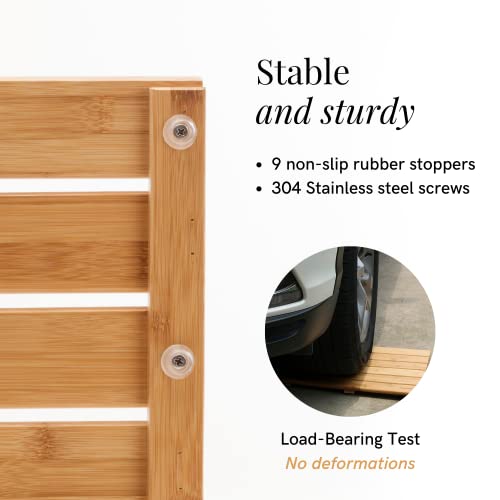 GOBAM Natural Bamboo Bath Mat - Non-Slip Shower & Bathtub Mat, Easy Clean Indoor & Outdoor Floor Mat for Spa, Sauna, Pool - Small 19.7 x 13 inches - Image 4