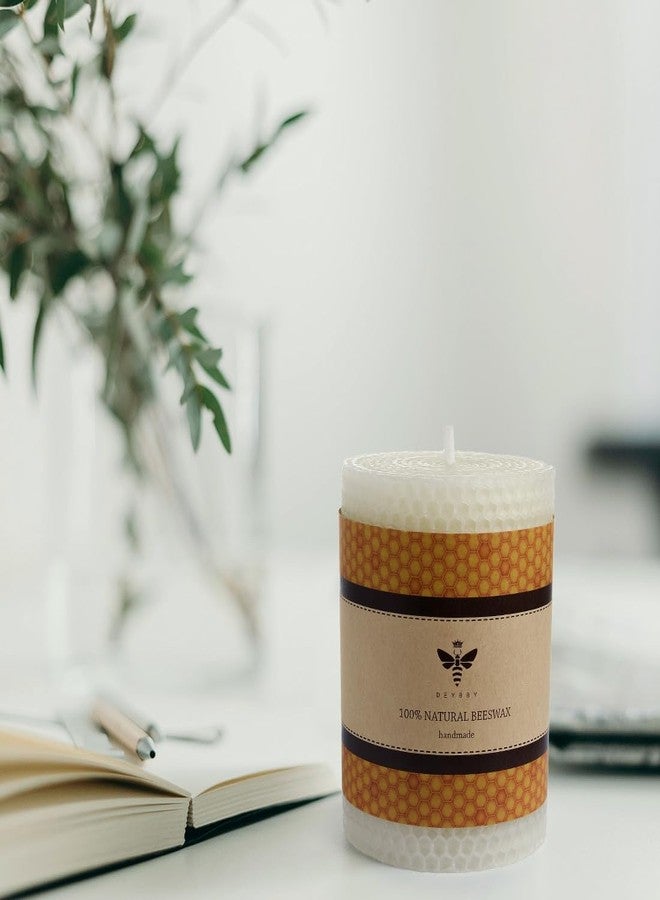 DEYBBY White Beeswax Pillar Candle - Handmade Pure Beeswax Rolled Candle for Gift & Home Decor (3×4 in) - Image 4