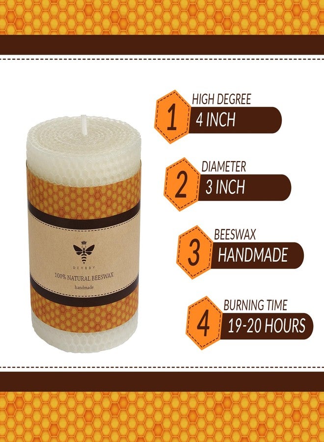 DEYBBY White Beeswax Pillar Candle - Handmade Pure Beeswax Rolled Candle for Gift & Home Decor (3×4 in) - Image 2