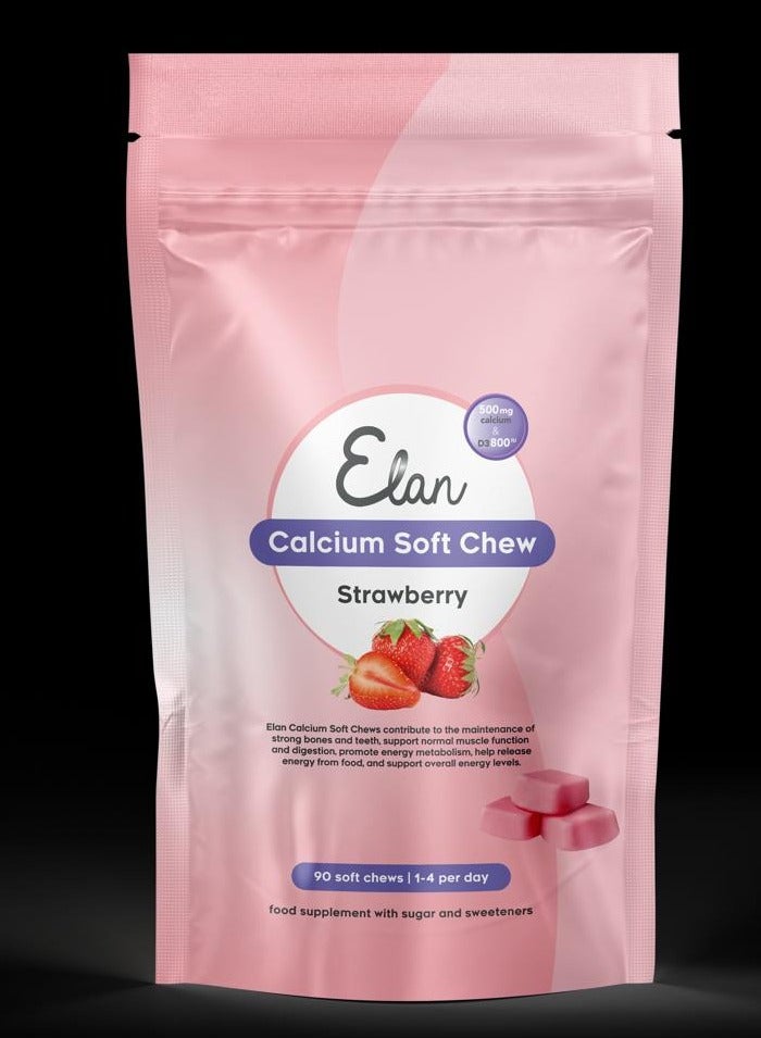 إيلان كالسيوم طري للمضغ بنكهة الفراولة لمدة 3 أشهر