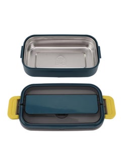 Thoraya 304 Stainless Steel Bento Box Adult Lunch Box Single Layer Microwave Safe Portable Split Bento Box for Students Office Workers Turquoise  - Image 3