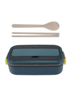 Thoraya 304 Stainless Steel Bento Box Adult Lunch Box Single Layer Microwave Safe Portable Split Bento Box for Students Office Workers Turquoise  - Image 1