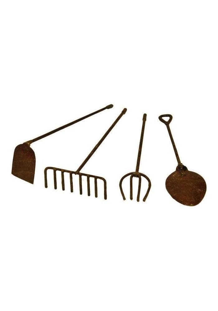 G & F Products Mini Garden 10024 Fairy Garden Miniature Tools Set of 4 - Rustic Metal