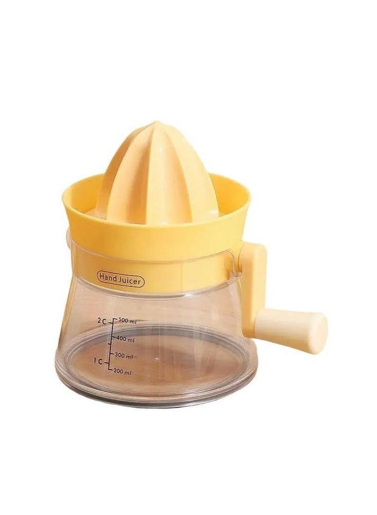 Lemon Juicer with Hand Crank and Nozzle Food Grade Citrus Juicer Detachable and Washable 6.5x5.1 Inch Manual Juicer for Home Kitchen, Orange Juice Machine (Yellow)  - Image 1