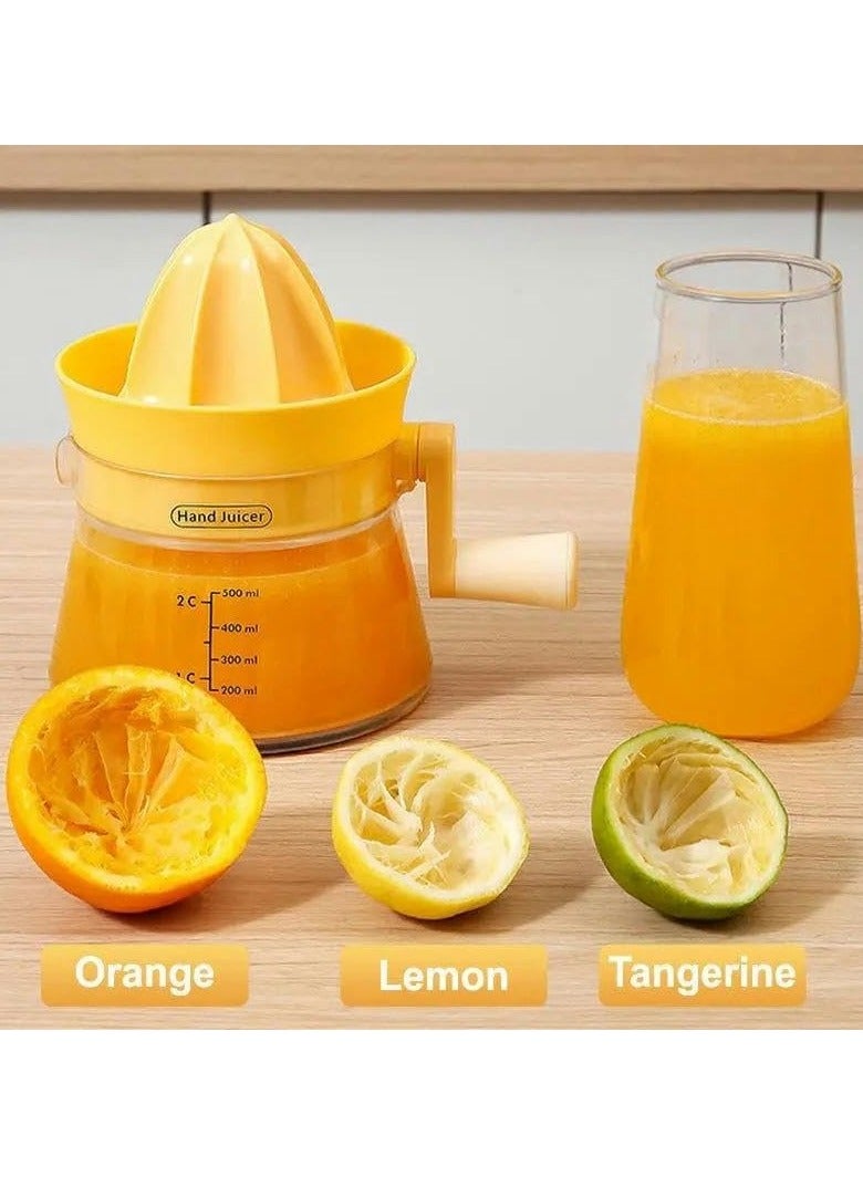 Lemon Juicer with Hand Crank and Nozzle Food Grade Citrus Juicer Detachable and Washable 6.5x5.1 Inch Manual Juicer for Home Kitchen, Orange Juice Machine (Yellow)  - Image 3