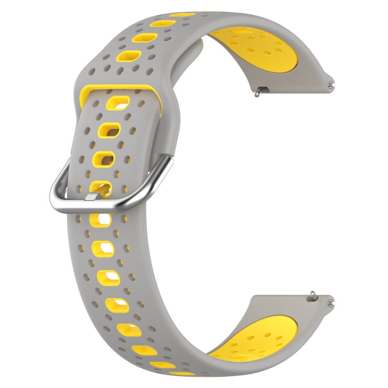 S-TOP For Garmin Forerunner 245 Music 20mm Breathable Two-Color Silicone Watch Band(Grey+Yellow) - Image 2