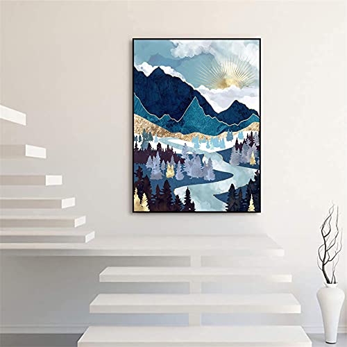 Hestarcul Diamond Painting Kit,Diamond Art Kits for Adults, Abstract Paint with Diamonds Round for Gift,Wall Decor(12x16) (Mountain Sunrise) - Image 3