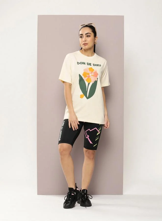 Dillinger Oversized Flower Print Combed Cotton T-Shirt by Styli