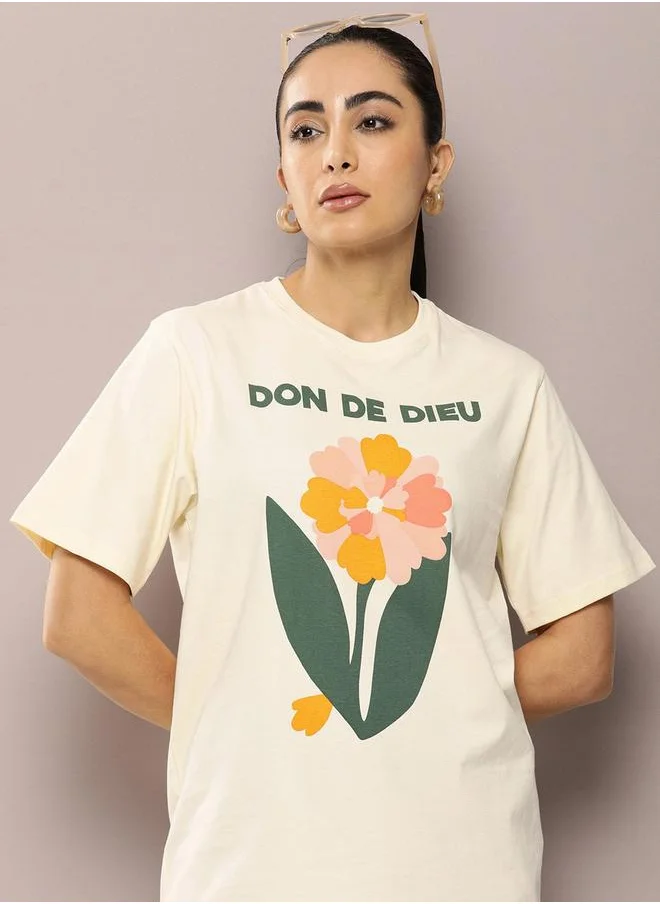 Dillinger Oversized Flower Print Combed Cotton T-Shirt