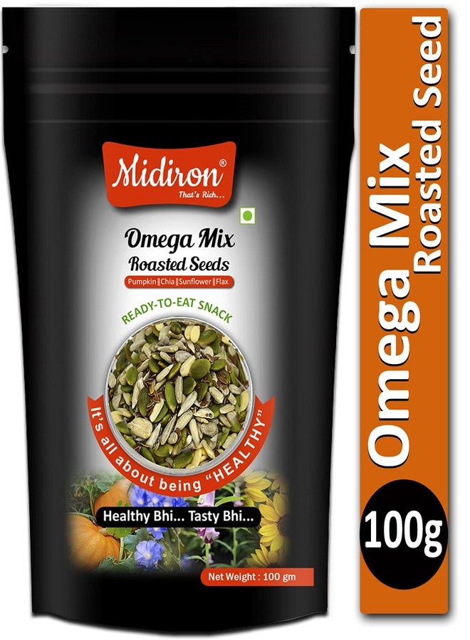 Midiron Roasted Seeds (Pumpkin Seeds, Flax Seeds, Chia Seeds, Sunflower Seeds) 4-in-1 Healthy Seeds Pack | Highly Nutritious Snack | Immunity Booster and Fiber Rich | Diet Snacks (100 Gm) - Image 4