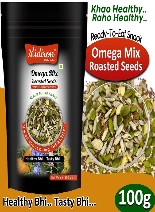 Midiron Roasted Seeds (Pumpkin Seeds, Flax Seeds, Chia Seeds, Sunflower Seeds) 4-in-1 Healthy Seeds Pack | Highly Nutritious Snack | Immunity Booster and Fiber Rich | Diet Snacks (100 Gm) - Image 2