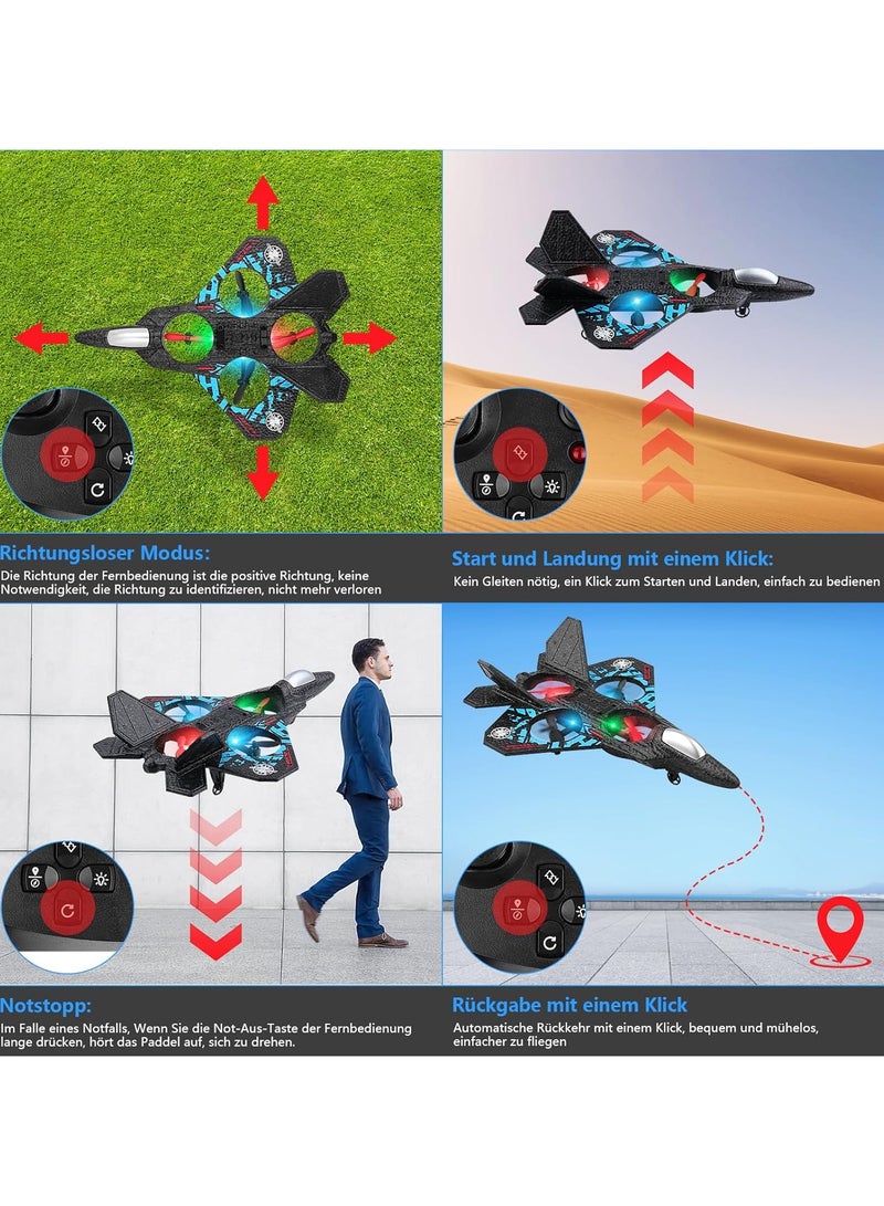 دريمزون RC طائرة 2.4 جيجا هرتز طائرة مقاتلة عائمة تعمل بالتحكم عن بعد كوادكوبتر، لعبة RTF للمبتدئين والأطفال والكبار، مع أضواء ملونة، شحن USB، لفة ثلاثية الأبعاد بزر واحد، وأعمال مثيرة محيطية 360 درجة - Image 4