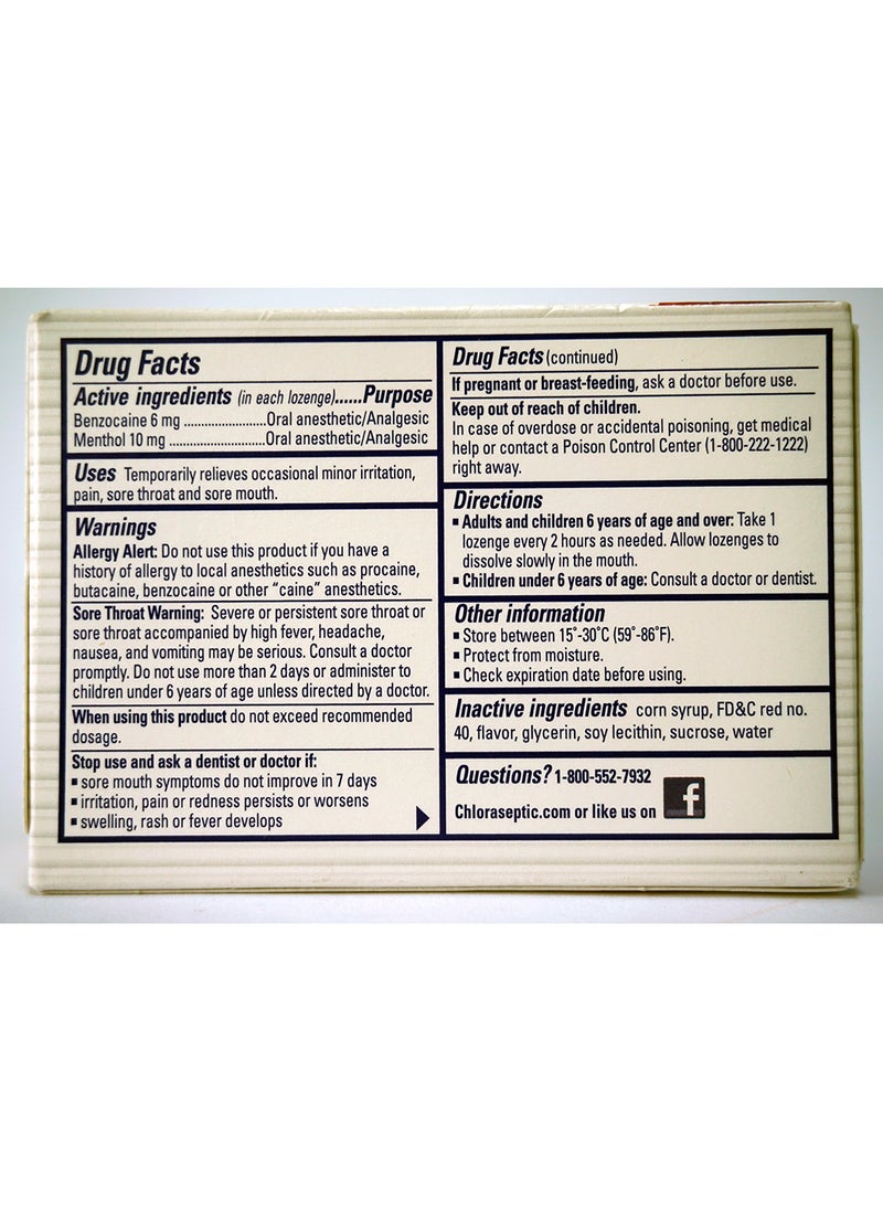 Chloraseptic Sore Throat Lozenges Liquid Center, Cherry-18'S[3X6'S Blisters]  - Image 2