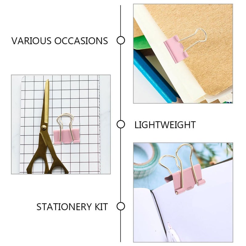 Pink 19mm Metal Binder Clips 9 Pack for Office Document Filing and Organizing - Image 4