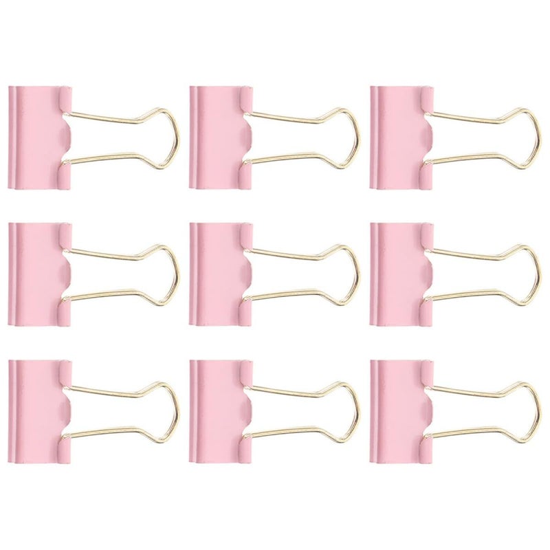 Pink 19mm Metal Binder Clips 9 Pack for Office Document Filing and Organizing - Image 2