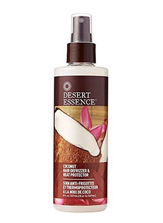 DESERT ESSENCE - مزيل تجعد الشعر وحامي من الحرارة 8.5 أونصة سائلة 100% نباتي وخالي من القمح والغلوتين والسيليكون وشعر مجعد ومرن ومستخلصات جوز الهند لفروة الرأس الجافة واستعادة الرطوبة وإصلاح التلف - Image 1