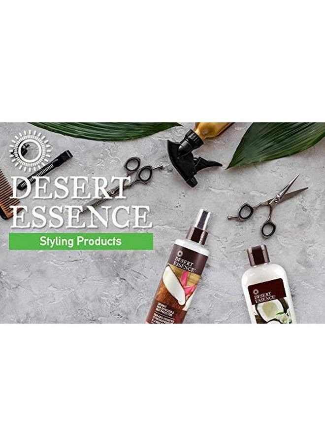 DESERT ESSENCE - مزيل تجعد الشعر وحامي من الحرارة 8.5 أونصة سائلة 100% نباتي وخالي من القمح والغلوتين والسيليكون وشعر مجعد ومرن ومستخلصات جوز الهند لفروة الرأس الجافة واستعادة الرطوبة وإصلاح التلف - Image 1