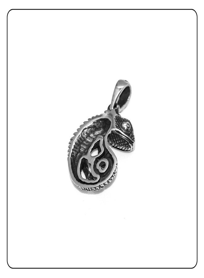 Fusamk Punk Titanium Steel Animal Lizard Pendant Necklace,24" Box Chain - Image 4