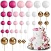 ASTARON 32 Pcs Ball Cake Topper Decorations Mini Balloons Cake Topper Sticks Foam Balls Cake Picks Cake Topper Balls Cake Decorations for Wedding Party Birthday Cake Decorating Pink Gold - Image 2