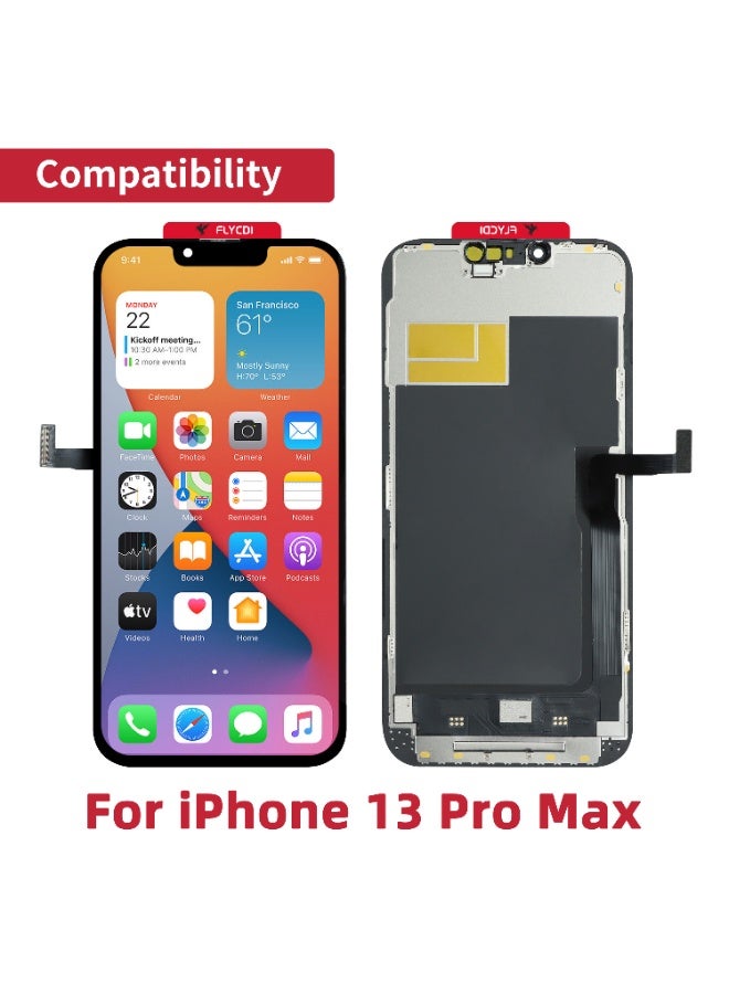 فلاي سي دي اي  FLYCDI LCD Screen Replacement for iPhone 13 Pro Max (6.7")-Compatible with A2484/A2641/A2643/A2644/A2645-3D Touch Digitizer Display Glass Assembly with Repair Tool Kit (Soft OLED) - Image 2