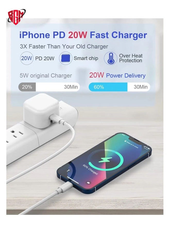 BGM - iPhone 20W USB C Fast Charger, iPhone Fast Charger Plug fast Charger Power and 1M iPhone USB C Charger Cable Compatible with iPhone 13 12 11 Pro Max Mini X XR Xs/X/8 Plus/iPad - Image 1