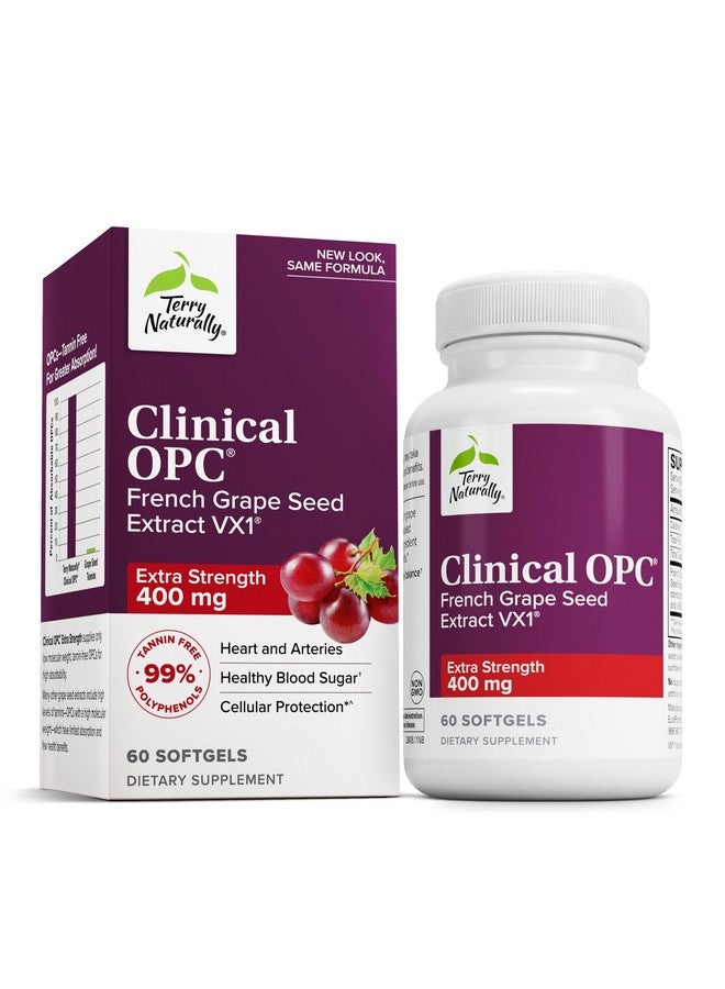 Terry Naturally Clinical OPC Extra Strength - Cardiovascular Health & Focus Support - Supplement with Grape Seed Extract - Immune Support Supplement - 60 Softgels - Image 1