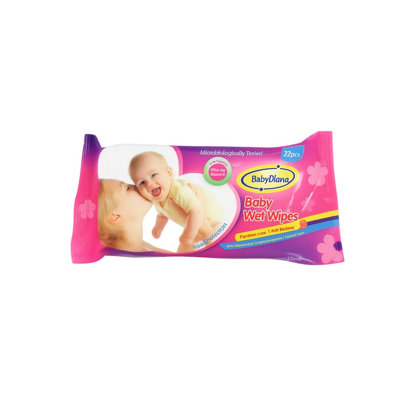 Baby Diana Olive Oil Baby Wet Wipes - Moisturizing Gentle Wipes, 72 Pieces