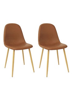 Mahmayi Mahmayi HYDC001 Washable PU Cushion Seat Back Dining Brown Chair - Pack of 2  - Image 1