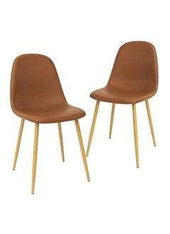 Mahmayi Mahmayi HYDC001 Washable PU Cushion Seat Back Dining Brown Chair - Pack of 2  - Image 2