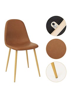 Mahmayi Mahmayi HYDC001 Washable PU Cushion Seat Back Dining Brown Chair - Pack of 2  - Image 3