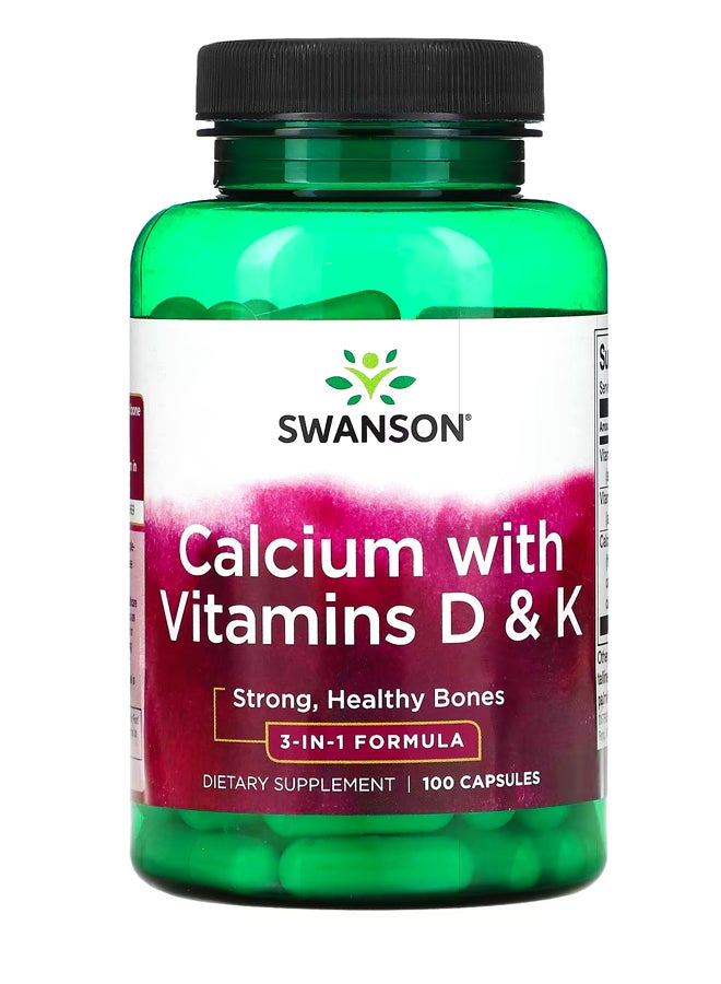 SWANSON Calcium with Vitamins D & K 100 Capsules