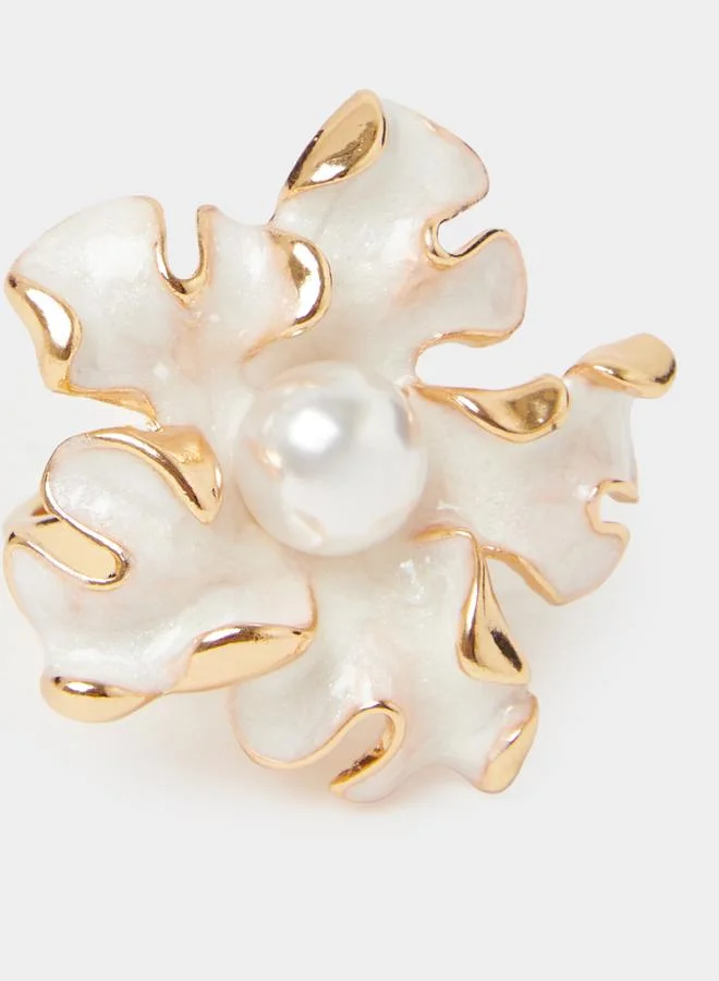 Styli  Floral Ring With Pearl Accent for Women | Best Price UAE