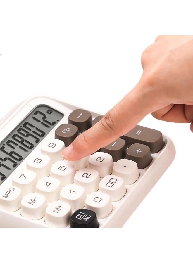 Deli Round Dot High-Key Stylish Calculator, 12-Digit Wide Screen Display, Aesthetically Pleasing Fourth-Grade Student Calculator, Office Supplies, School Supplies, White, Te36 - Image 3