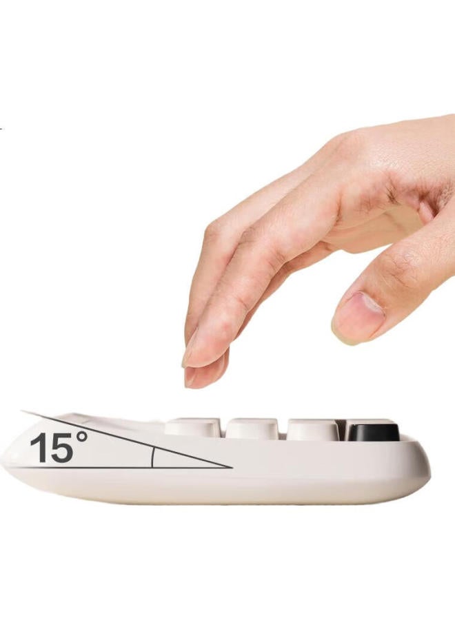 Deli Round Dot High-Key Stylish Calculator, 12-Digit Wide Screen Display, Aesthetically Pleasing Fourth-Grade Student Calculator, Office Supplies, School Supplies, White, Te36 - Image 1