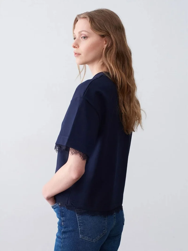 ديلفين Dilvin Women's Cotton Elastane Crew Neck T-Shirt