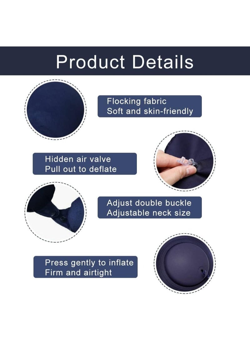 Kimaya Inflatable Travel Neck Pillow with Built-in Manual Press Pump, U-Shaped Ergonomic Airplane Cushion for Head & Neck Support, Portable Soft Compact Pillow for Flight, Car, Office, Home - Midnight Blue - Image 5