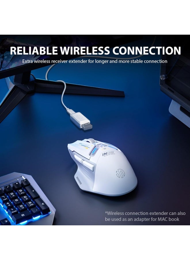 INPHIC IN9 Wireless Gaming Mouse, True Tri-Mode Bluetooth/Type-C Wired/2.4G Wireless Connection, 10000 DPl, Fully Programmable, RGB Backlit, for Laptop PC Mac - Image 4