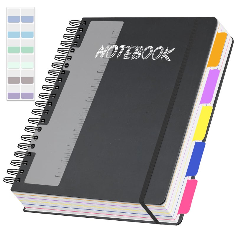 Ouzoustate 5 Subject Notebook College Ruled, 300 Pages A4 Hardcover Spiral Notebook with Removable Dividers Tabs 8.5" x 11" 100GSM Large Lined Journal Notebooks for Work School - Image 1