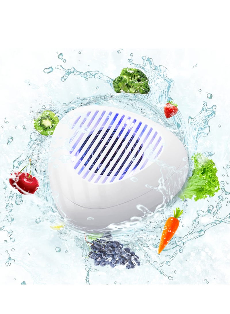SYOSI ماكنة غسل الفواكه والخضروات، جهاز لتنظيف الفواكه، جهاز لتنظيف الفواكه في الماء بتكنولوجيا تنقية أيون OH لتنظيف الفواكه والخضروات والأرز والأدوات المائدة (أبيض) - Image 1