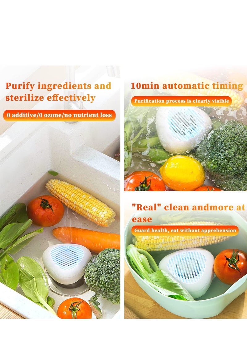 SYOSI ماكنة غسل الفواكه والخضروات، جهاز لتنظيف الفواكه، جهاز لتنظيف الفواكه في الماء بتكنولوجيا تنقية أيون OH لتنظيف الفواكه والخضروات والأرز والأدوات المائدة (أبيض) - Image 3