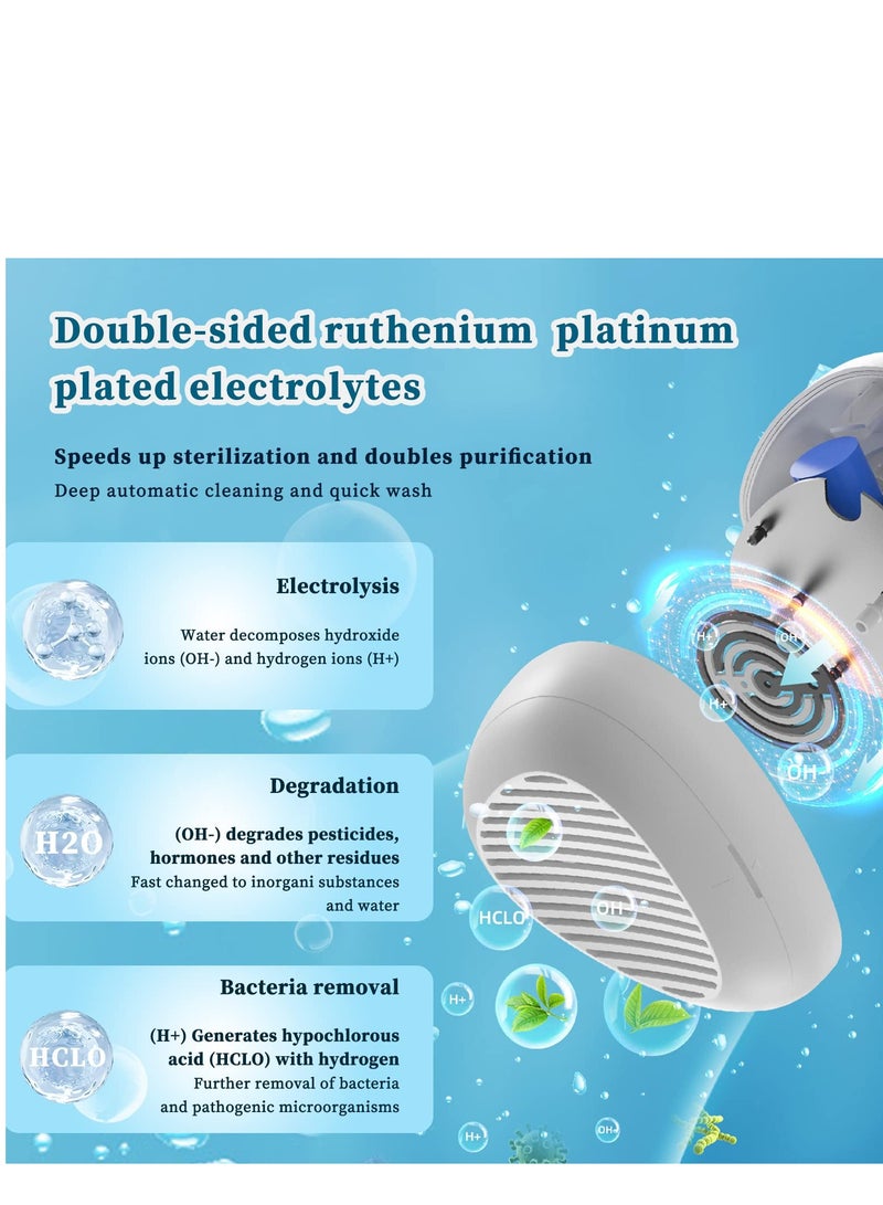 SYOSI ماكنة غسل الفواكه والخضروات، جهاز لتنظيف الفواكه، جهاز لتنظيف الفواكه في الماء بتكنولوجيا تنقية أيون OH لتنظيف الفواكه والخضروات والأرز والأدوات المائدة (أبيض) - Image 4