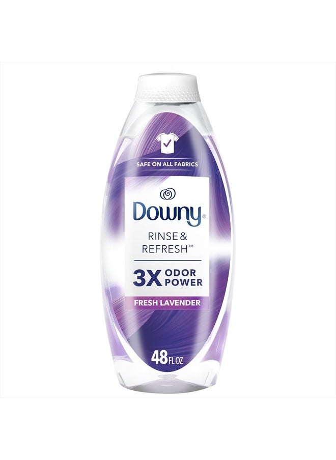 Downy RINSE & REFRESH Laundry Odor Remover and Fabric Softener, Fresh Lavender, 48 fl oz, Safe on ALL Fabrics, Gentle on Skin, HE Compatible  - Image 1
