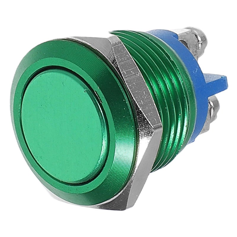 Green Metal Momentary Push Button Switch 16mm Self Reset with Screw Terminals - Image 2