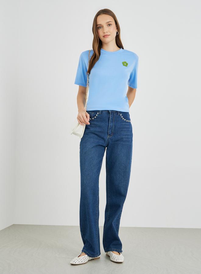 Take Two Embroidered Detail Oversized T-Shirt - Image 2