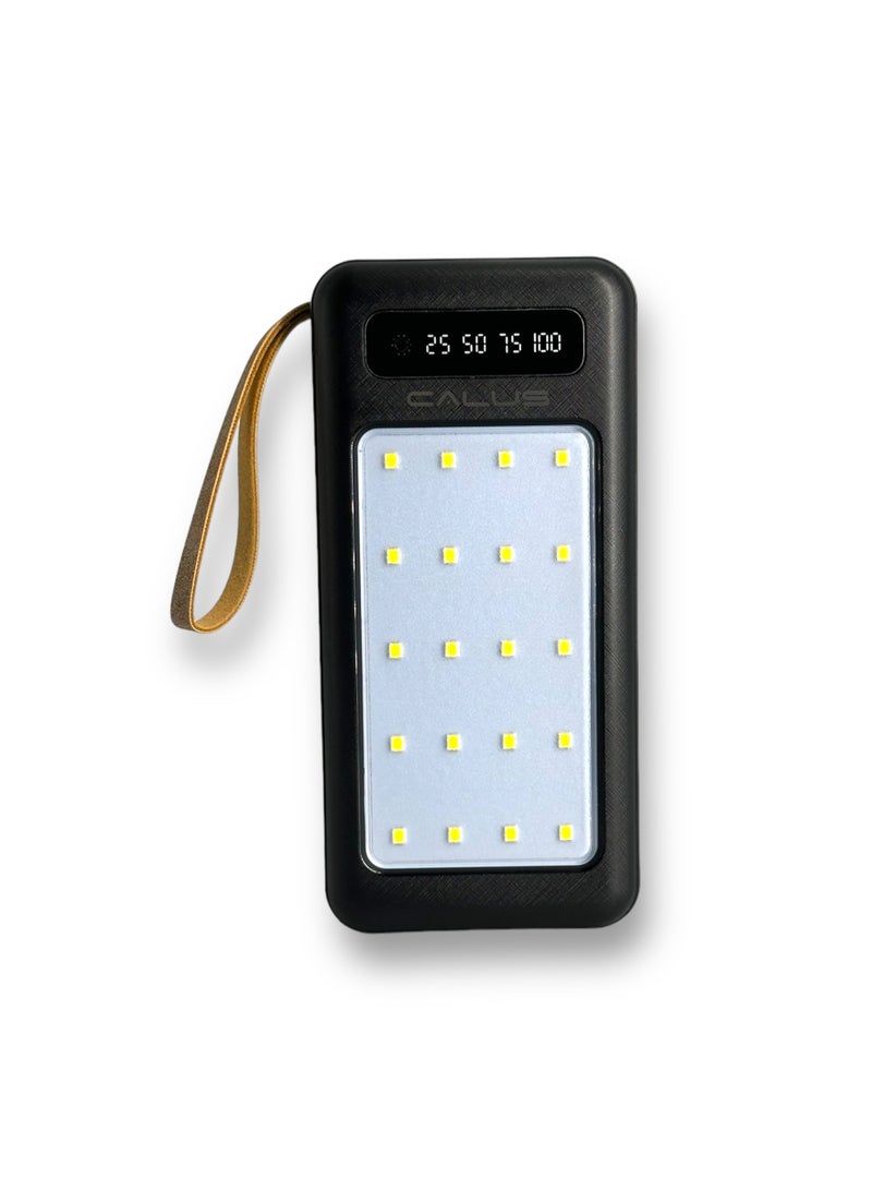 CALUS CA-P200ED 20000mAh Power Bank with Built-in 4 Charging Cables and Camping Lamp - Black - Image 1