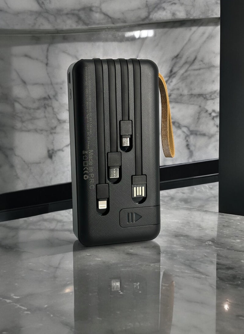 CALUS CA-P200ED 20000mAh Power Bank with Built-in 4 Charging Cables and Camping Lamp - Black - Image 2