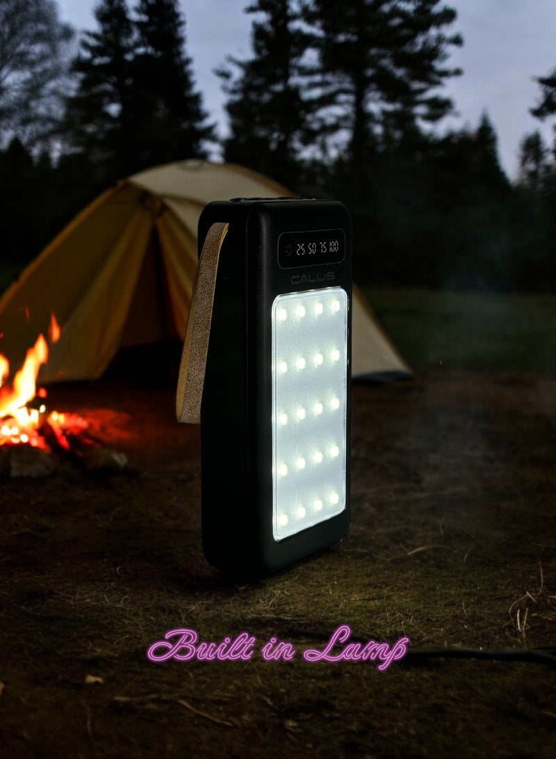 CALUS CA-P200ED 20000mAh Power Bank with Built-in 4 Charging Cables and Camping Lamp - Black - Image 4