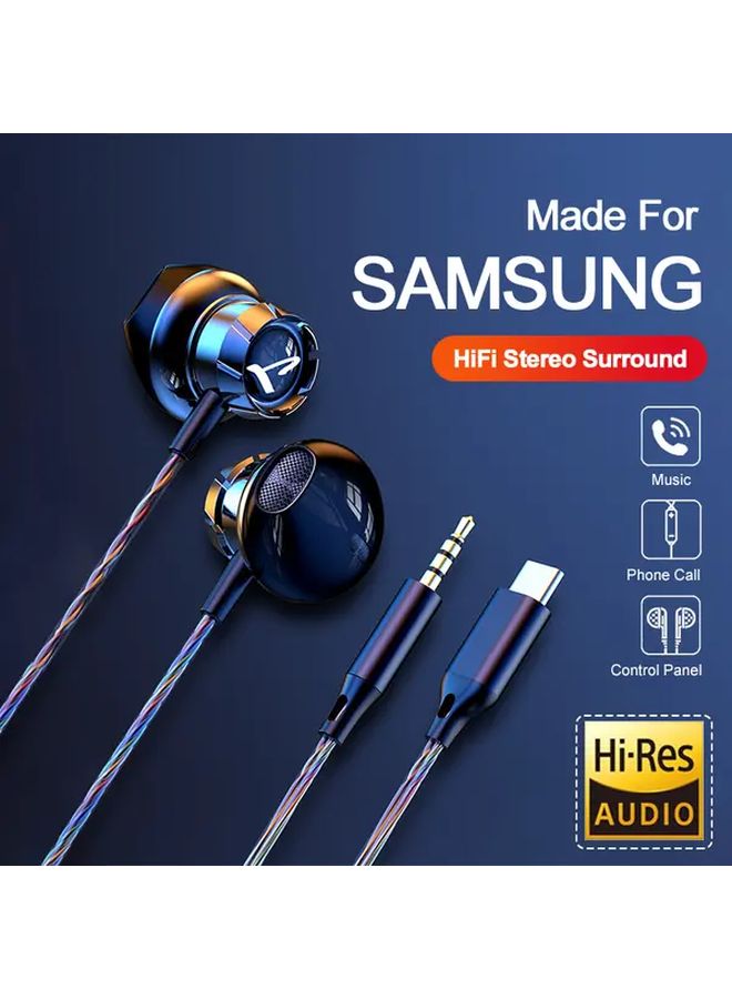 Black Type C Wired In Ear Headphones With Mic Hifi Surround Sound Noise Isolation - Image 2