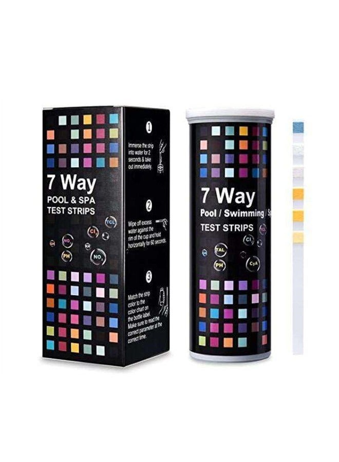 أوساويك شرائط اختبار البلياردو والسبا شرائط 100 شرائط ، اختبار درجة الحموضة/الكلور/صلابة ، إلخ ، اختبار ماء سباحة سريع ودقيق 7 في 1 ، مناسب للمسابح ، خزانات الأسماك ، أحواض السمك وأي مياه - Image 1